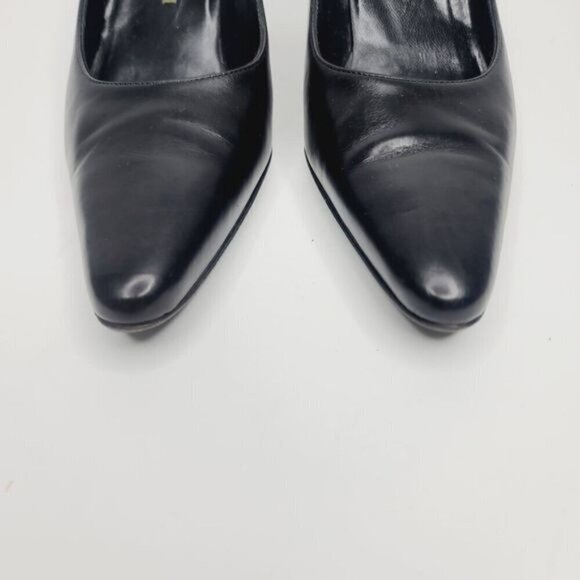 Bruno Magli Classic Black Leather Pointed Toe Kitten High Heel Size 6 1/2 - Picture 5 of 16